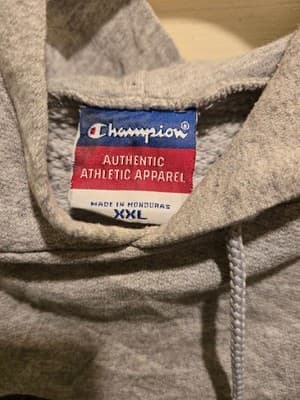Champion Hoodie Mens XXL Gray Pullover Hooded Sweatshirt Bartich Script Logo - Thumbnail 2