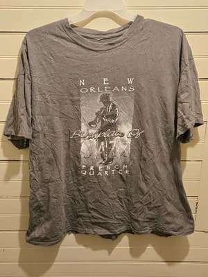 New Orleans Jazz Shirt Mens Gray Short Sleeve French Quarter Graphic Tee - Image 1