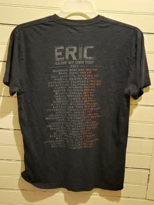 Eric Church T-Shirt Mens M 2017 Holdin My Own Tour Concert Graphic Black Faded - Thumbnail 3