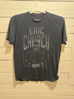 Eric Church T-Shirt Mens M 2017 Holdin My Own Tour Concert Graphic Black Faded - Image 1