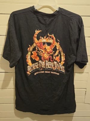 Battle Design T-Shirt Mens XL Black Operation Iraqi Freedom Graphic Skull Tee - Image 1