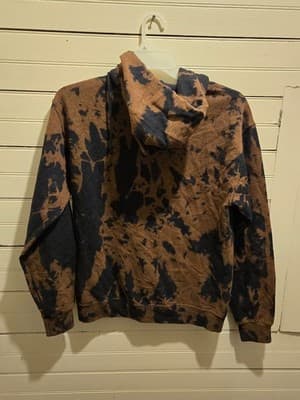 Bowery Supply Hoodie Mens M Brown Black Tie Dye Skeleton Peace Sign Pullover - Thumbnail 2