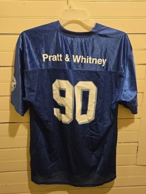 Sport-Tek Jersey Mens L Pratt & Whitney 90 Blue Mesh Short Sleeve Logo Authentic - Image 1