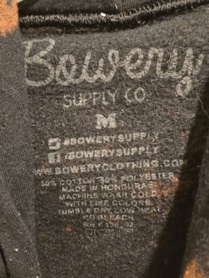 Bowery Supply Hoodie Mens M Brown Black Tie Dye Skeleton Peace Sign Pullover - Thumbnail 3