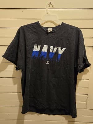 US Navy Shirt Mens 2XL Black United States Military Graphic Short Sleeve - Image 1