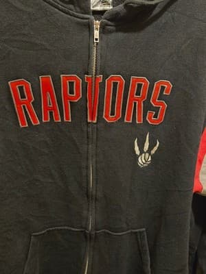Adidas Hoodie Mens 2XL Toronto Raptors Navy Full Zip Hooded Fleece Sweatshirt - Thumbnail 4