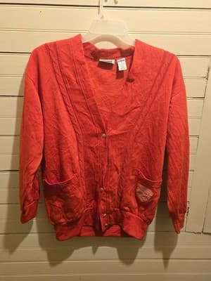 Gitano Cardigan Womens M Red V Neck Button Front Patch Pocket Lightweight Casual - Image 1