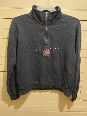 John Galt Sweatshirt Unisex Navy Quarter Zip Los Angeles Flag 1984 Embroidered - Image 1