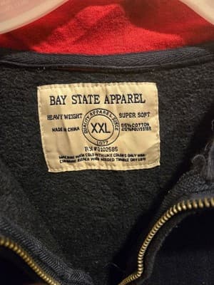 Bay State Apparel Sweatshirt Mens XXL Navy Boston Quarter Zip Flag Patch Fleece - Thumbnail 4
