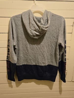 NFL Team Apparel Hoodie Mens S New England Patriots Gray Navy Pullover Logo - Thumbnail 2