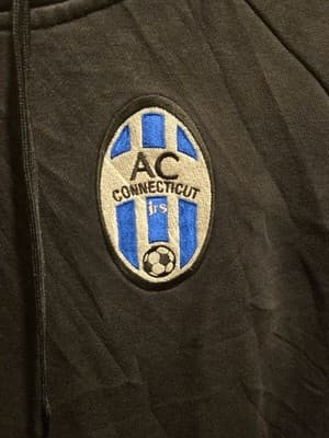 Adidas Hoodie Mens M AC Connecticut Soccer Pullover Hooded Sweatshirt Black - Thumbnail 4