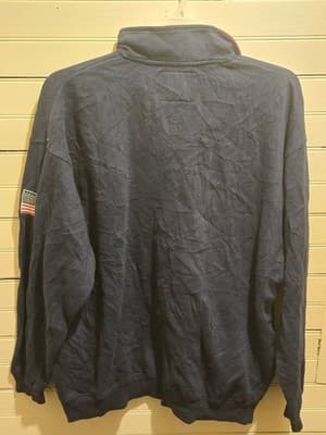 Bay State Apparel Sweatshirt Mens XXL Navy Boston Quarter Zip Flag Patch Fleece - Thumbnail 2