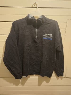 Yamaha Sweatshirt Mens L Half Zip Fleece Lined Pullover Long Sleeve Black Logo - Image 1