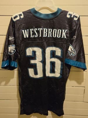Reebok NFL Jersey Mens M Westbrook 36 Philadelphia Eagles Black Mesh Game Sewn - Image 1