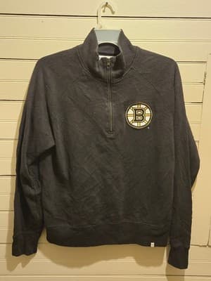 47 Brand Boston Bruins Men's Large 1/3 Zip Sweater W/ collar Black - Image 1