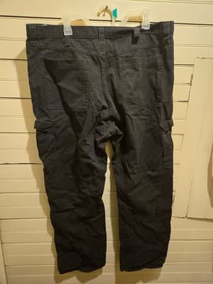 Men's Cargo Pants 42 32 Black 100% Cotton Utility Workwear Relaxed Fit - Thumbnail 2