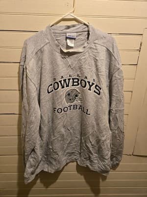 Reebok Sweatshirt Mens L Dallas Cowboys Football Gray Long Sleeve Crewneck Logo - Image 1