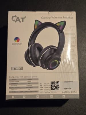 CAT ST89M Wireless Gaming Headset RGB Cat Ear Over-Ear Bluetooth Black SEALED - Thumbnail 2