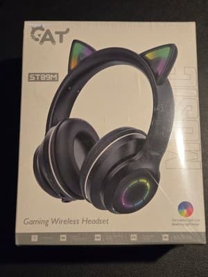 CAT ST89M Wireless Gaming Headset RGB Cat Ear Over-Ear Bluetooth Black SEALED - Image 1
