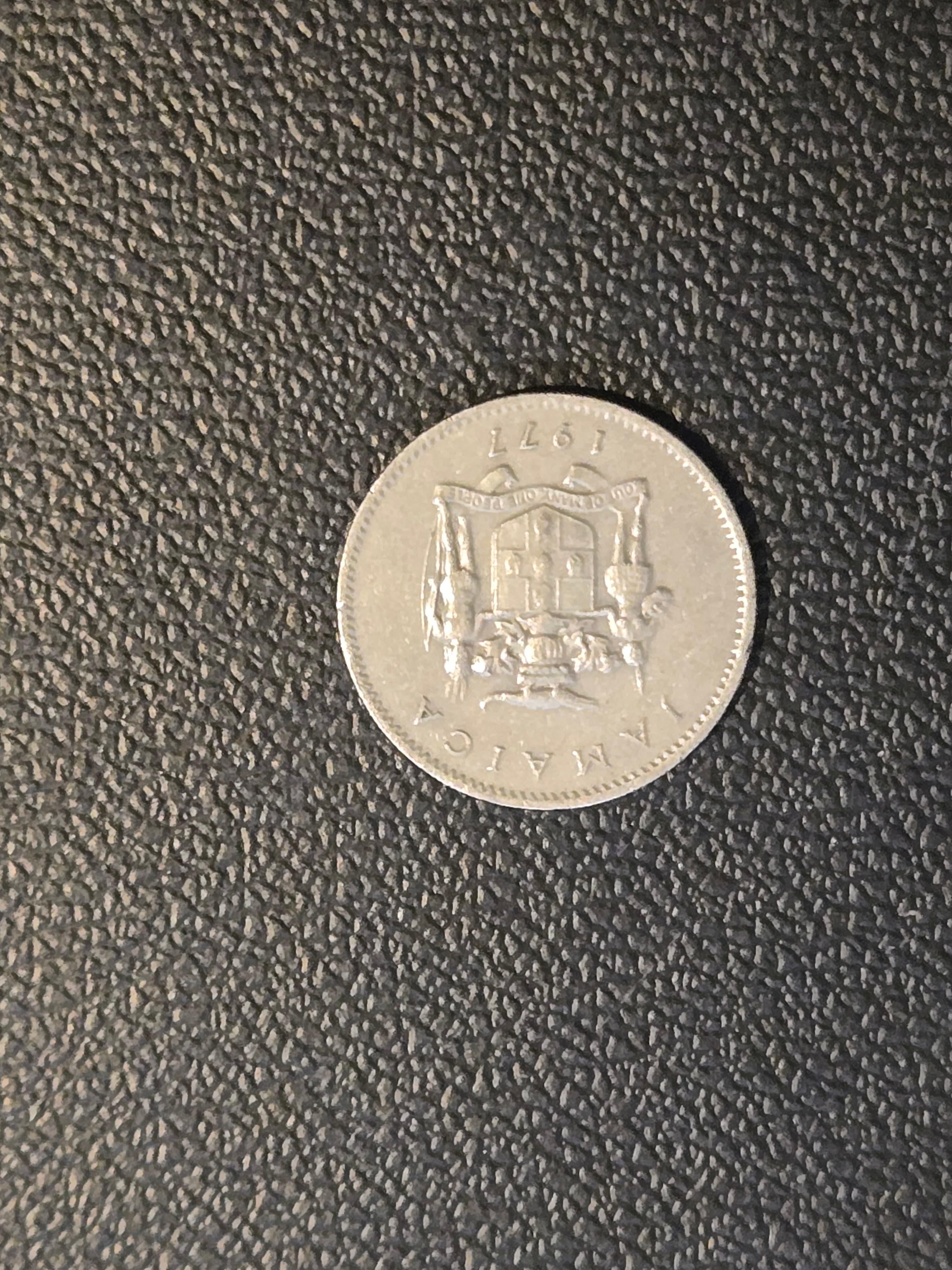 1977 Jamaica 10 Cents Nickel Plated Copper Coin, Uncirculated, Very Good - Image 1