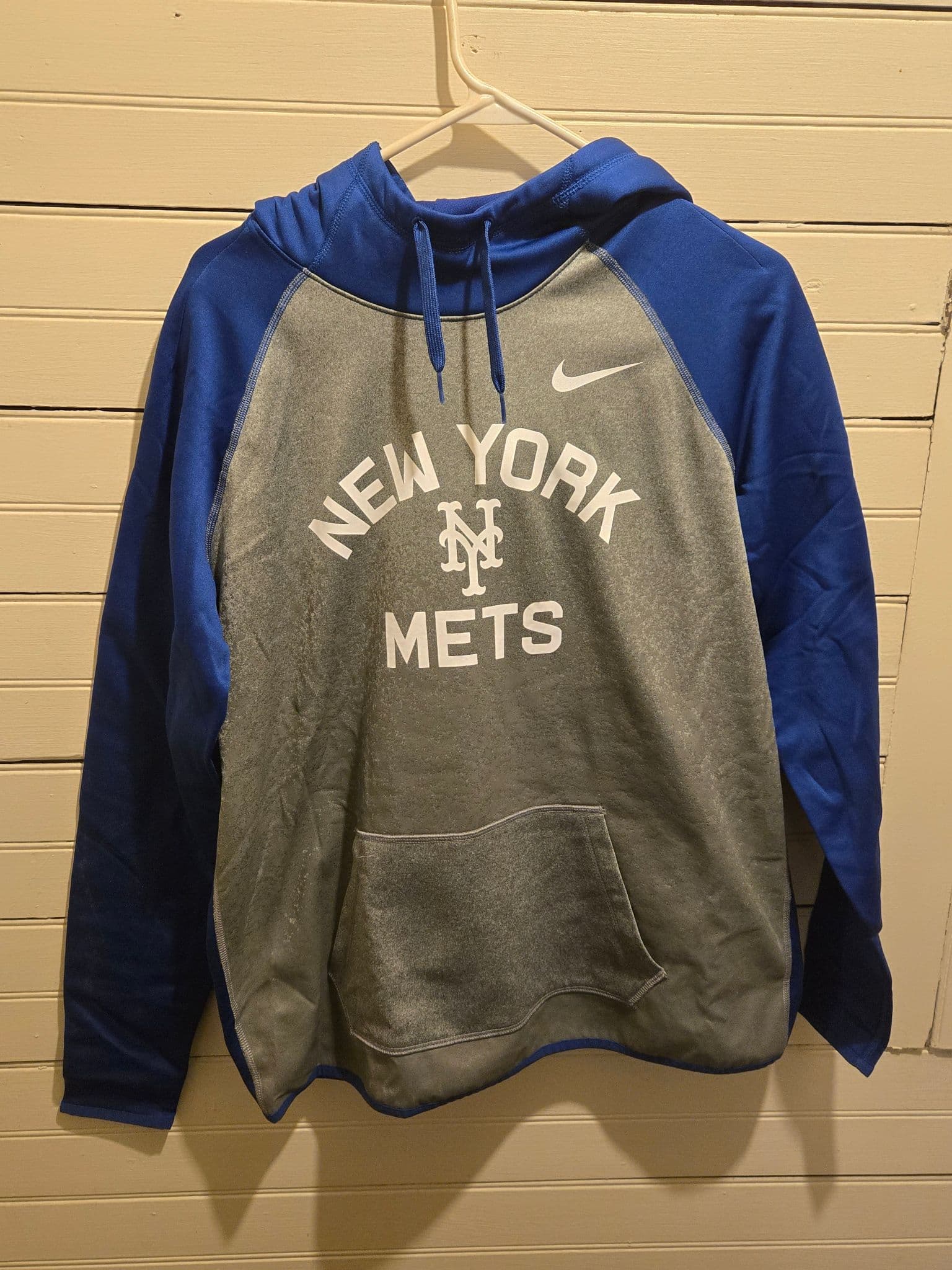 Nike Hoodie Mens L New York Mets Dri-Fit Pullover Gray Blue Sweatshirt - Image 1