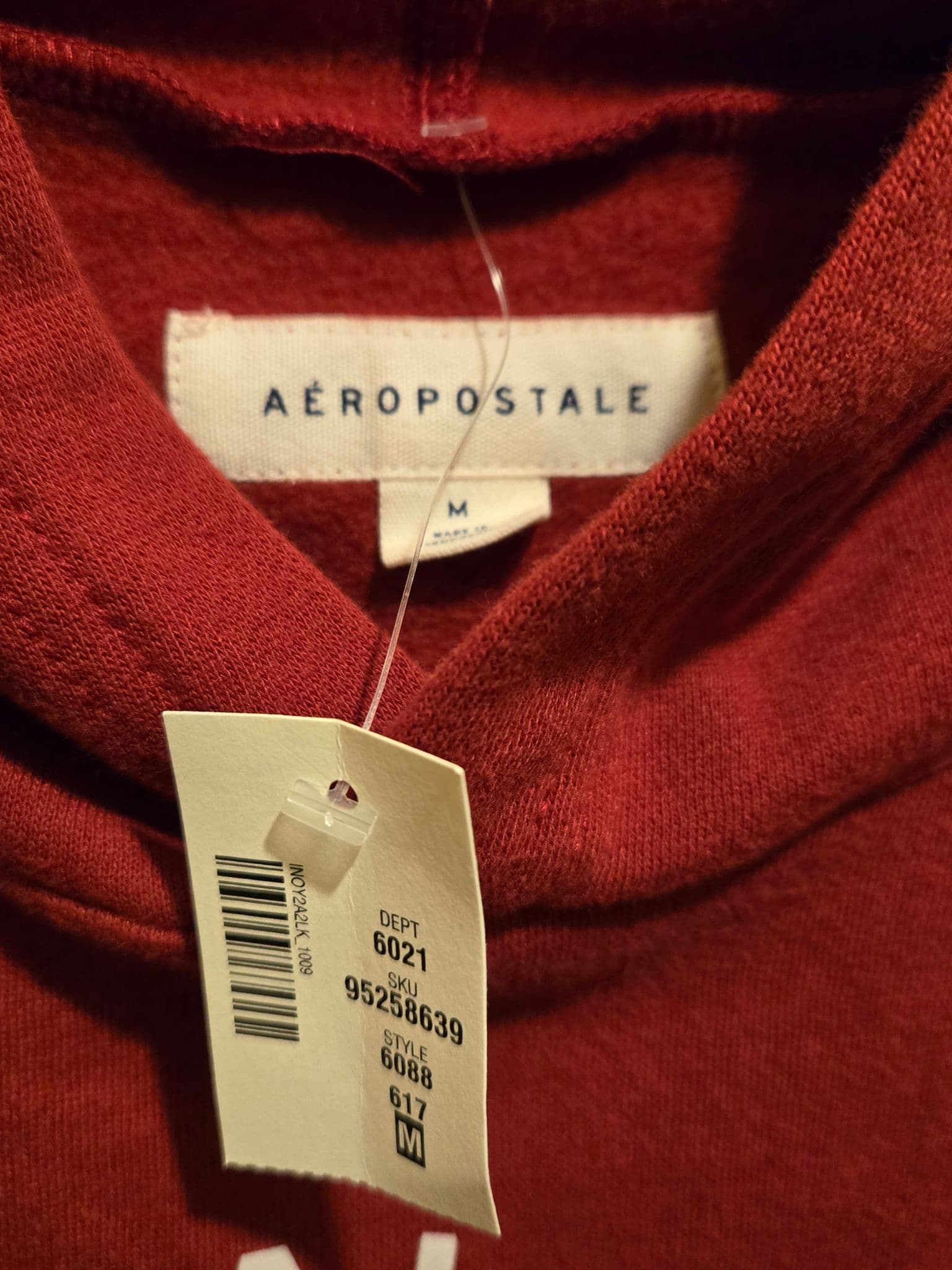 Aeropostale Hoodie Men's M Red Pullover Graphic Aero NYC Kangaroo Pocket NWT - Thumbnail 3