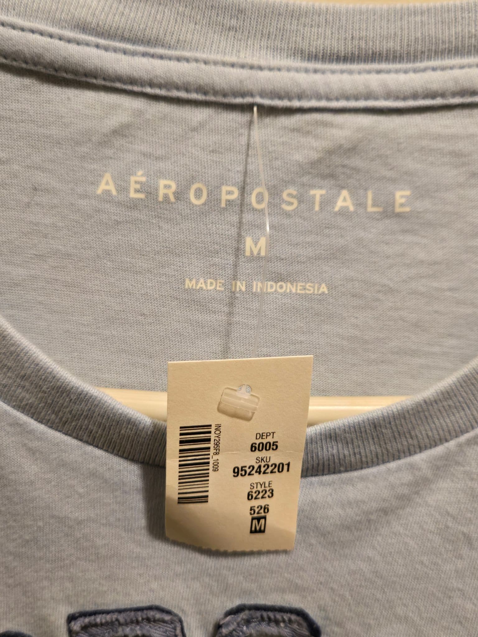 Aeropostale Shirt Mens M Light Blue 1987 Embroidered Applique 100% Cotton NWT - Thumbnail 3