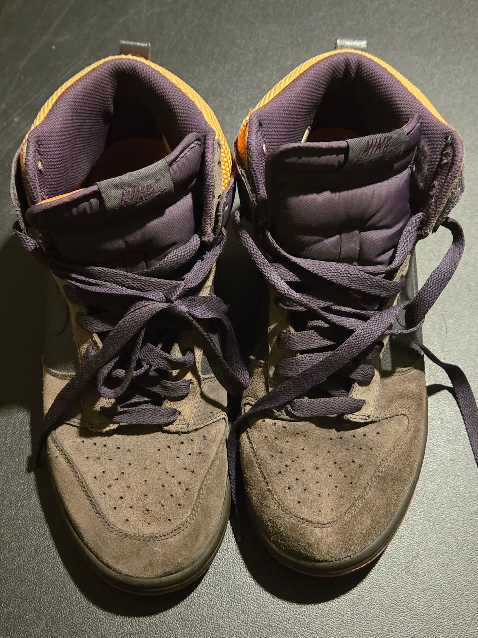 Nike Shoes Mens 9.5 High Top Purple Orange Gray Swoosh Basketball Sneaker Used - Image 1