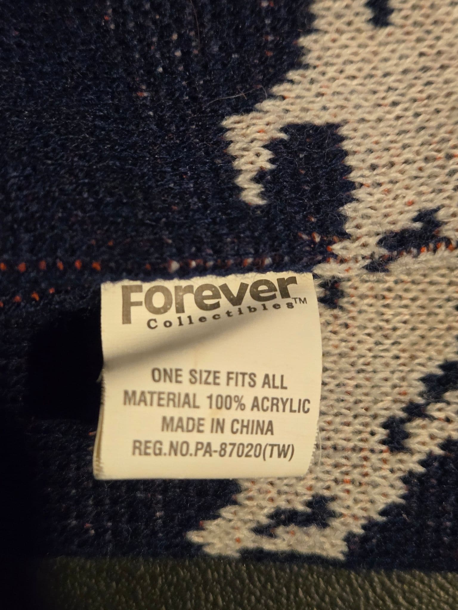 Forever Collectibles Scarf Unisex One Size Denver Broncos Knit Navy Orange Logo - Thumbnail 2