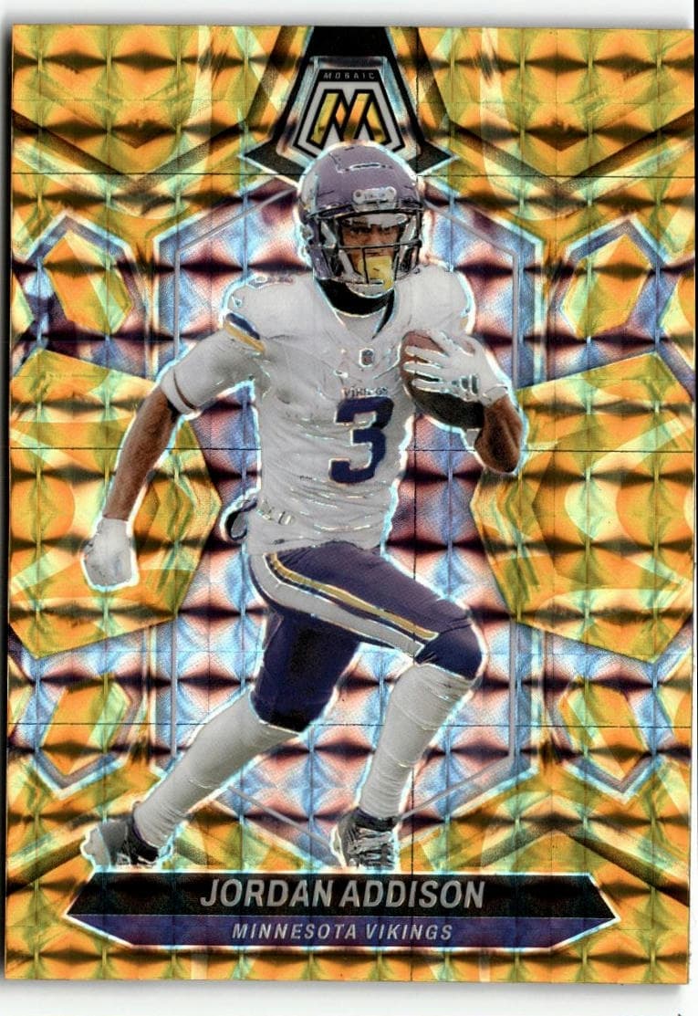 2024 Panini Mosaic #144 Jordan Addison Mosaic Reactive Yellow - Image 1