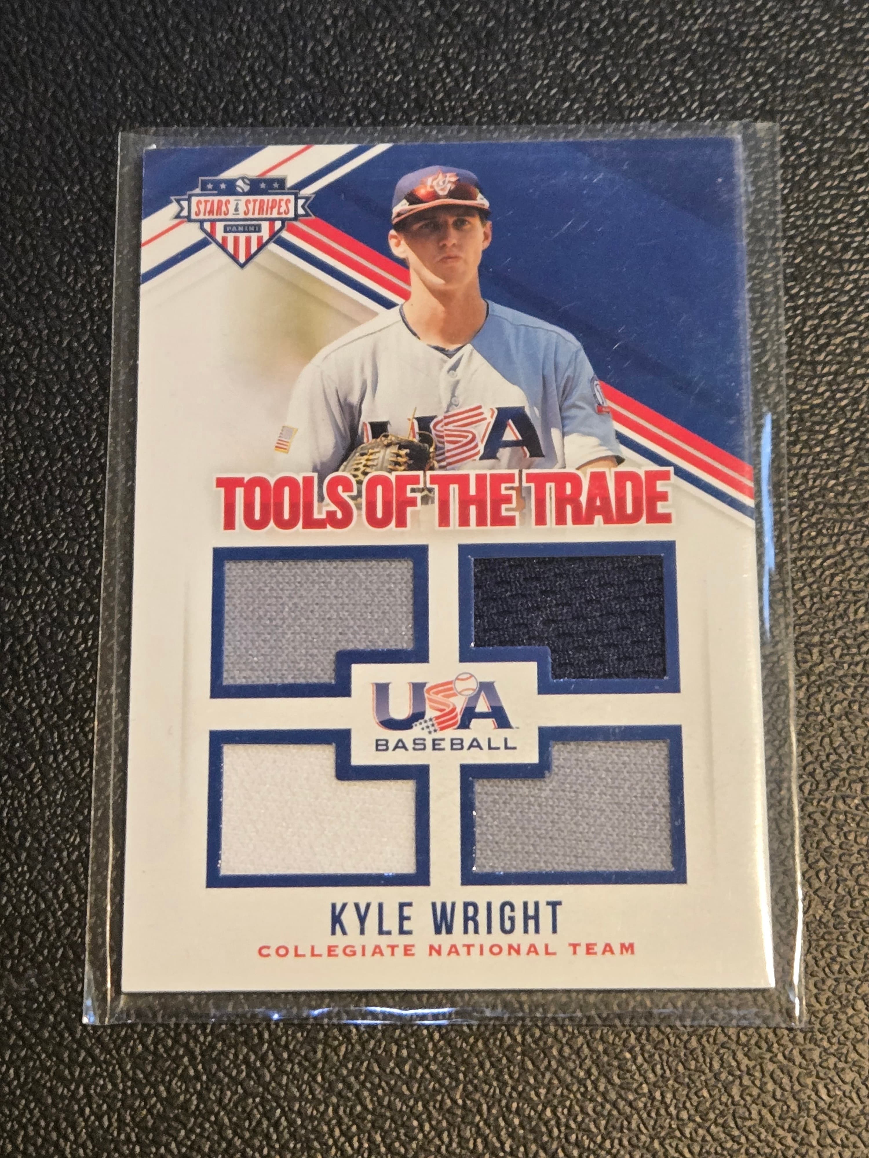2018 Panini USA Baseball Stars & Stripes Kyle Wright Tools of the Trade #/205 - Image 1