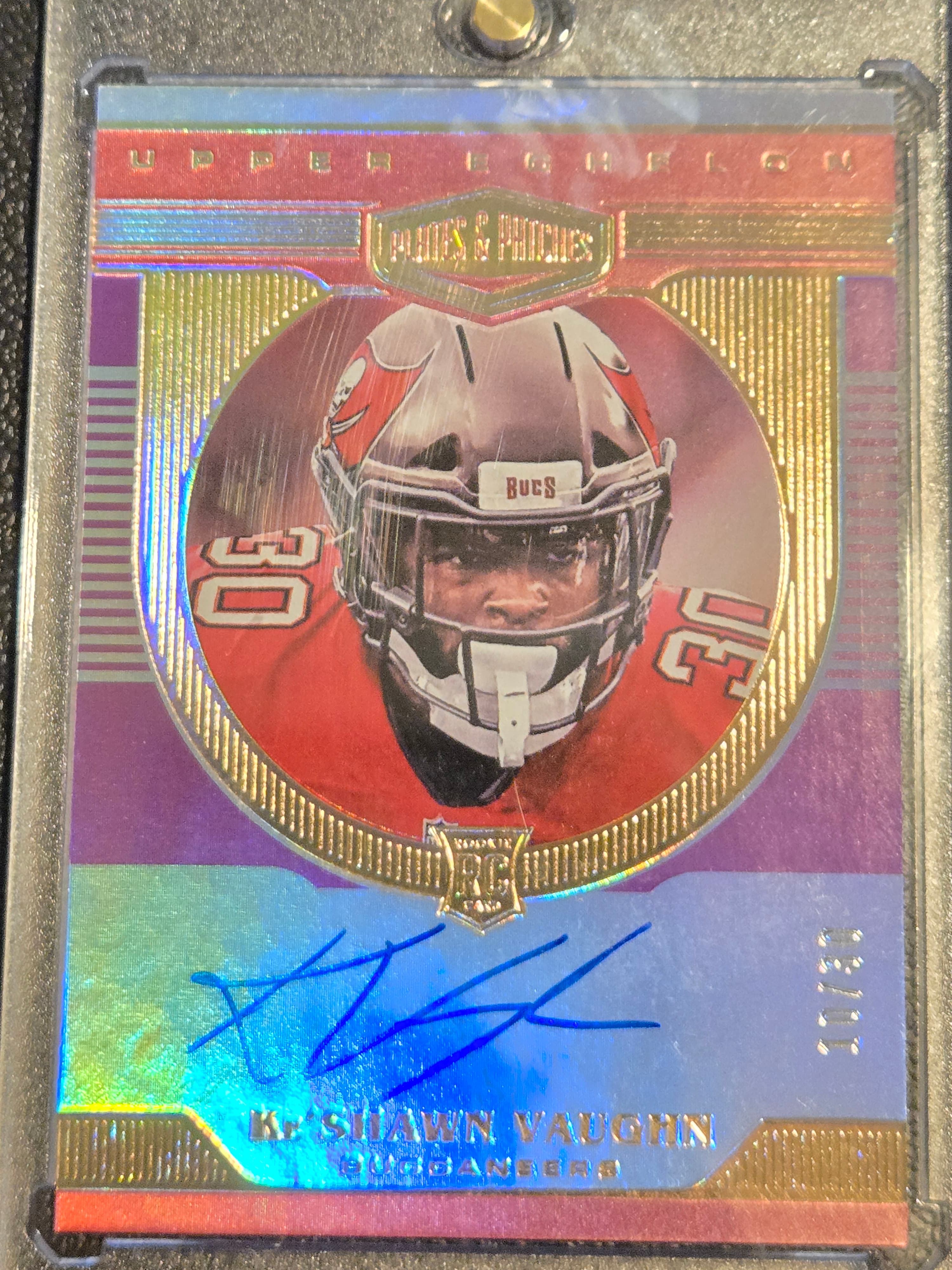 2020 Panini Plates & Patches Ke'Shawn Vaughn Rookie Upper Echelon Purple #/30 - Image 1