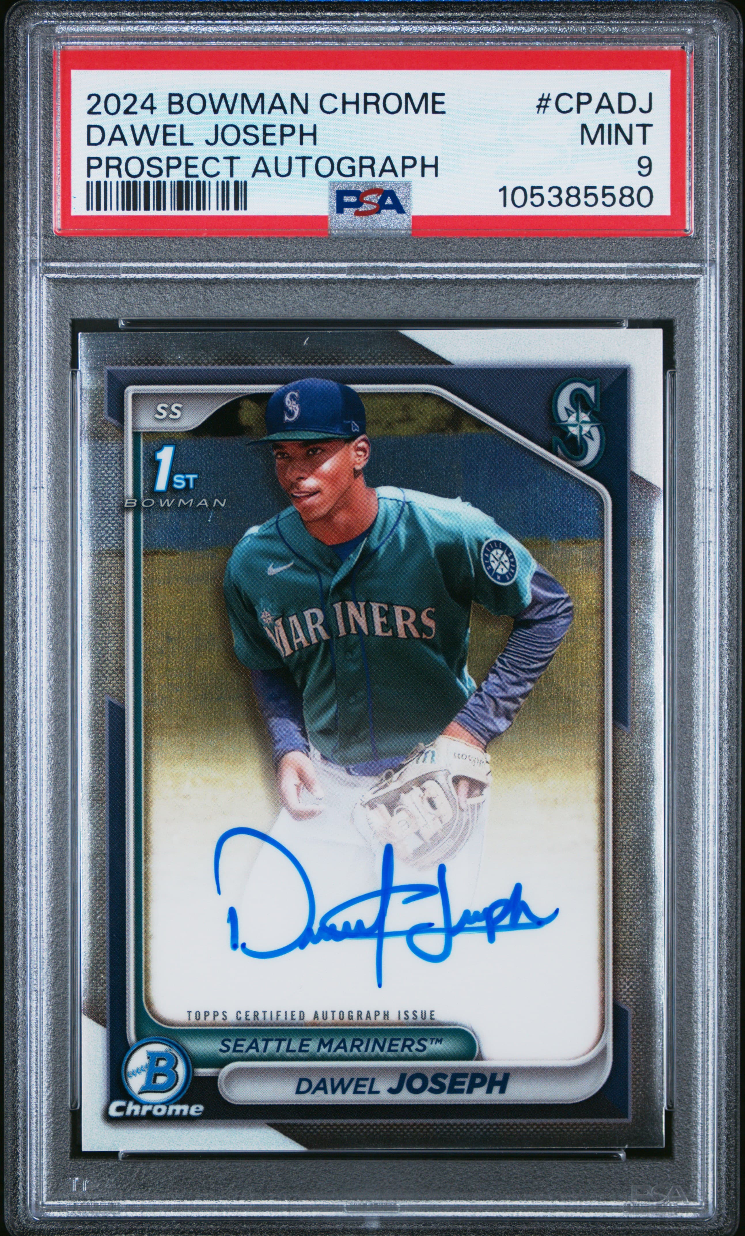 2024 Bowman Chrome Prospect Autographs Dawel Joseph Prospect Autograph PSA 9 - Image 1