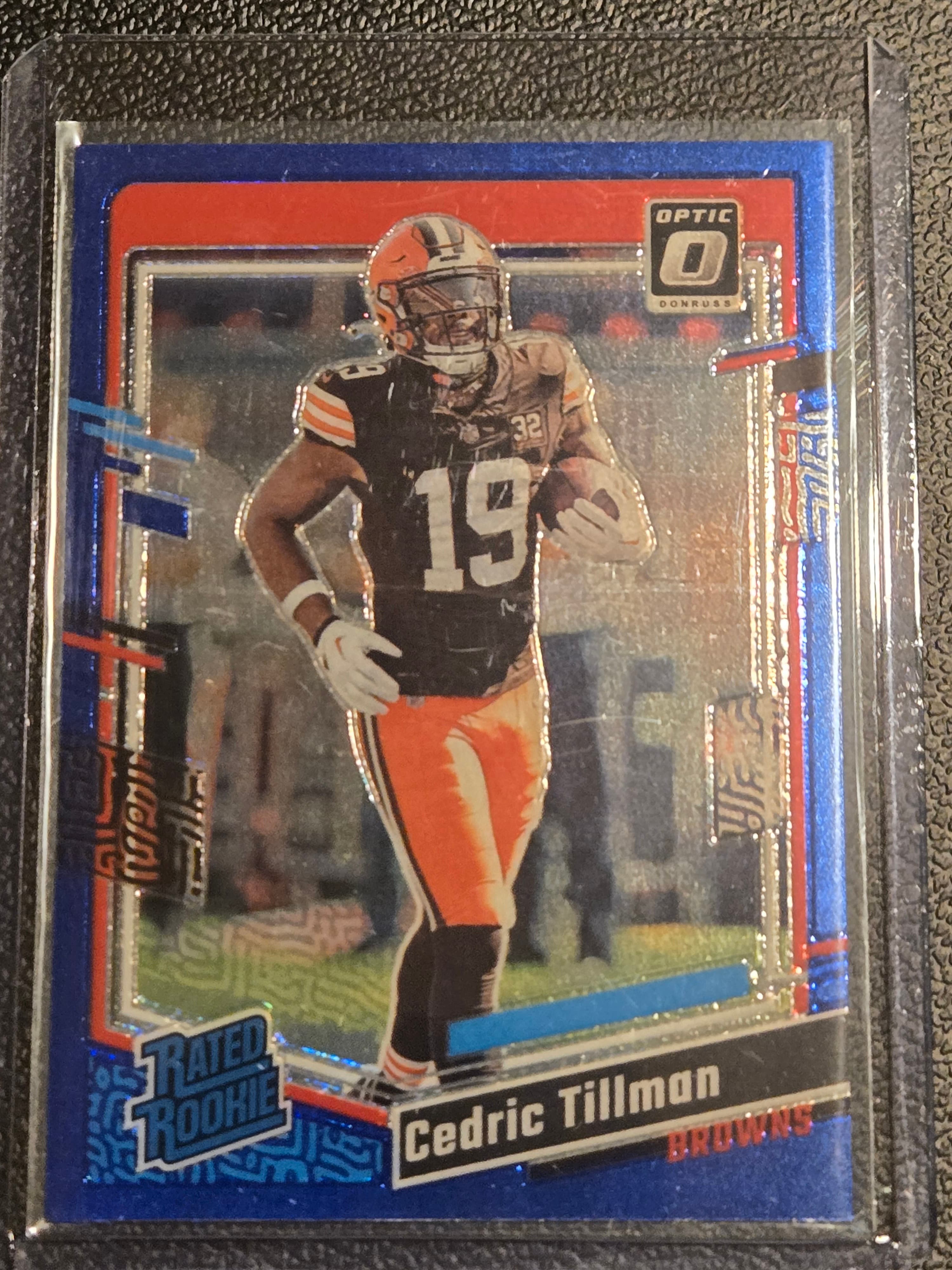 2023 Donruss Optic #224 Cedric Tillman Blue Hyper - Image 1