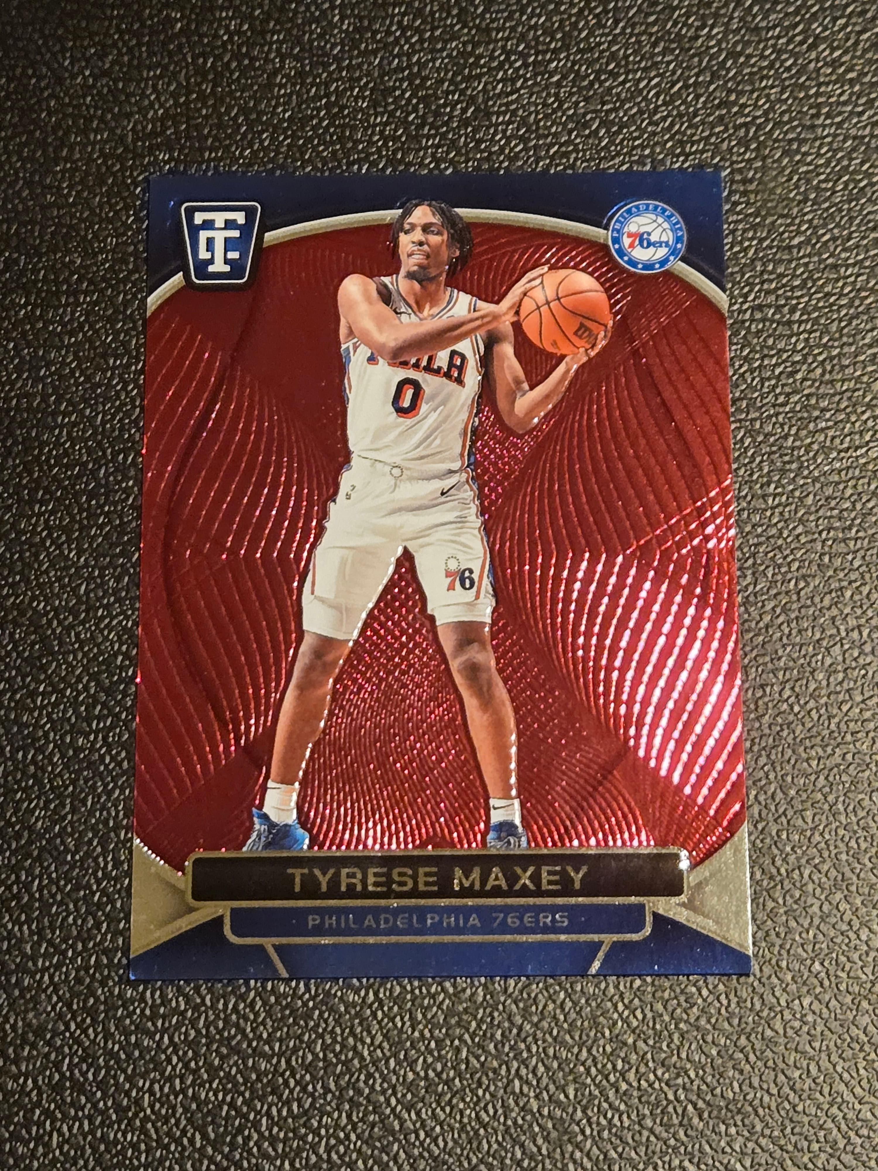 2024-25 Panini Totally Certified #72 Tyrese Maxey Mirror Maroon - Image 1