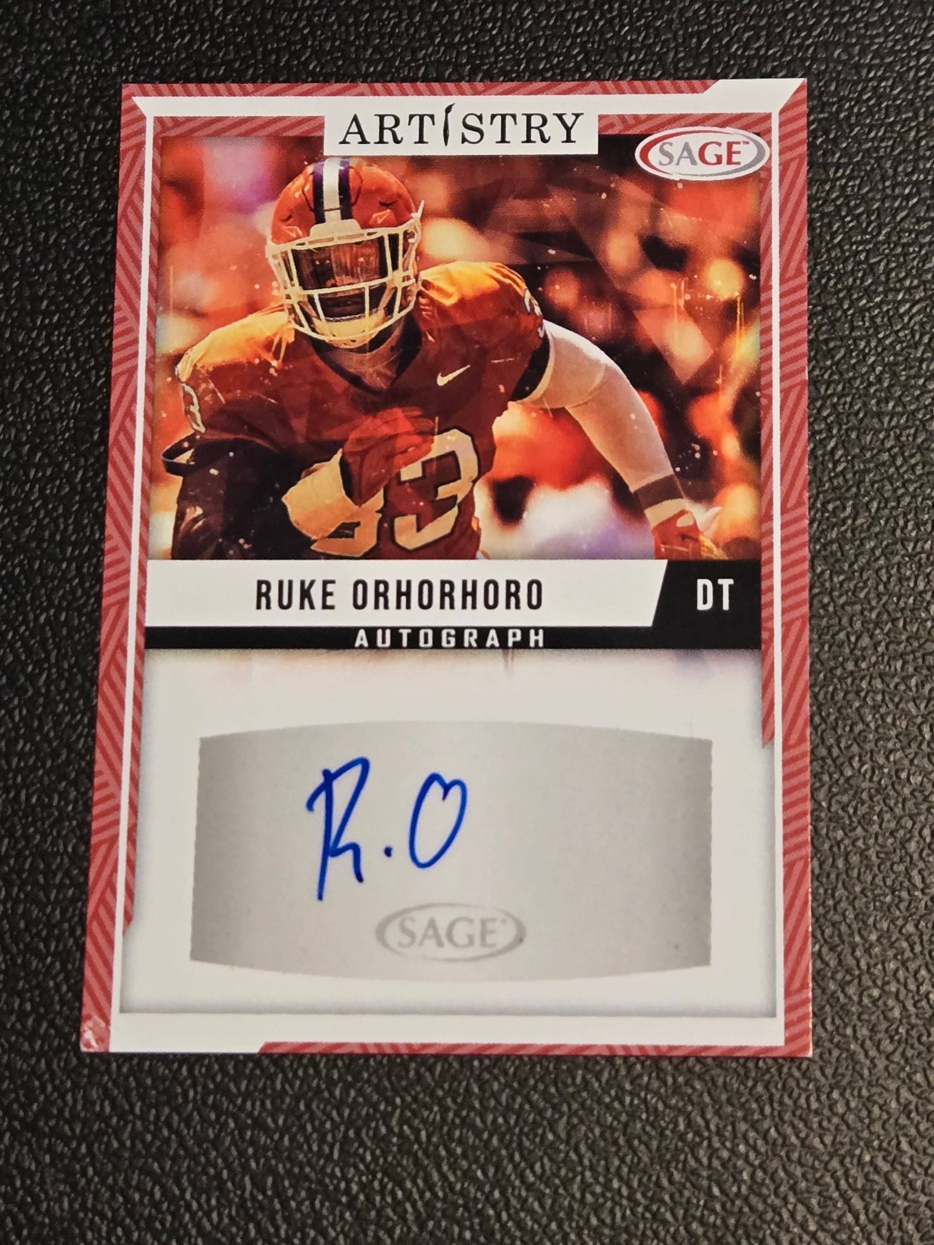 2024 SAGE Artistry #ART-RO Ruke Orhorhoro Autographs Red - Image 1