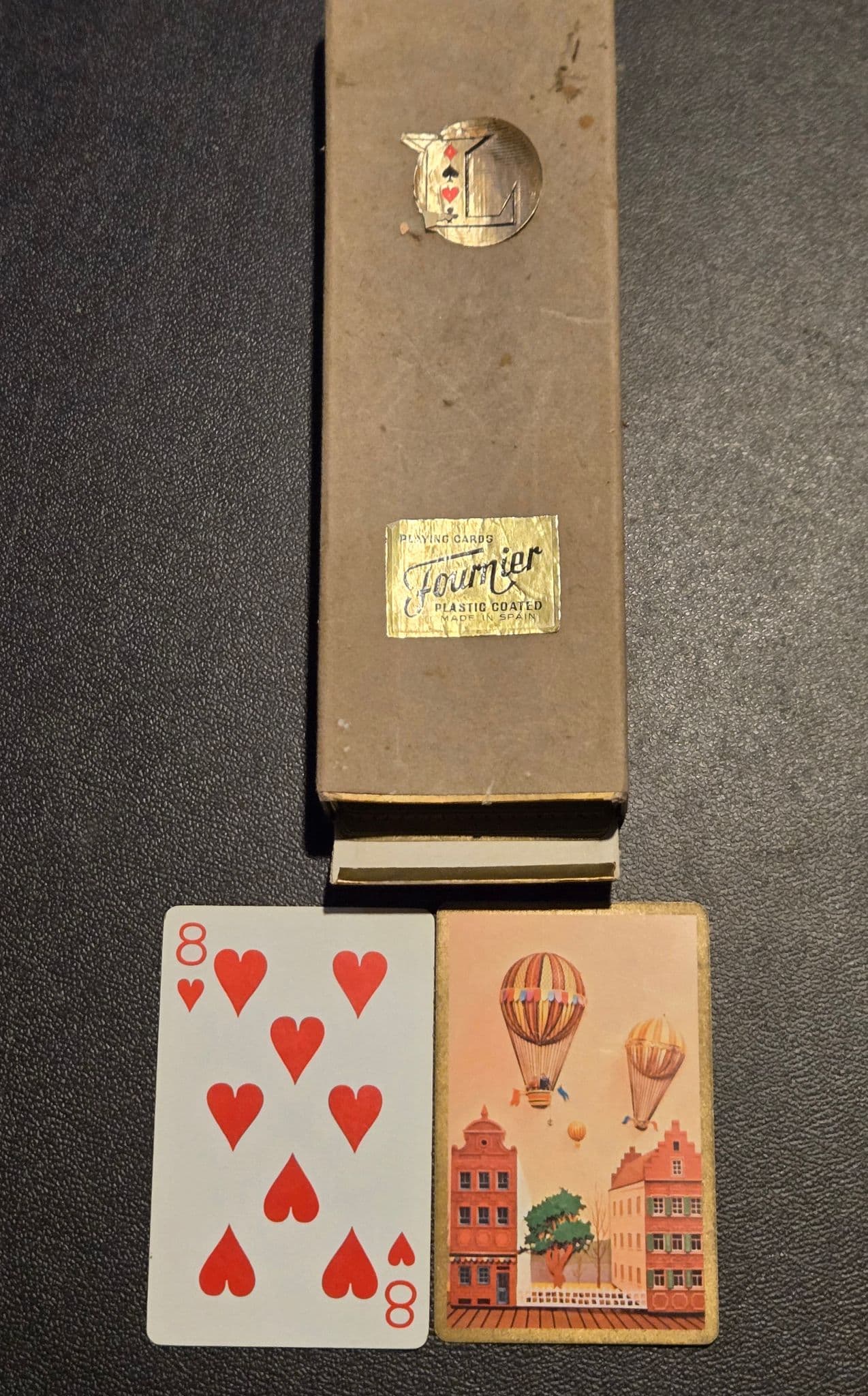Fournier Playing Cards Vintage Gold Edged Hot Air Balloon Backs Made in Spain - Image 1