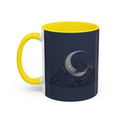 Midnight Mountain Moon Mug, Ceramic Cup, 11oz 15oz Tea Cup, Kitchen Decor Gift, - Thumbnail 3