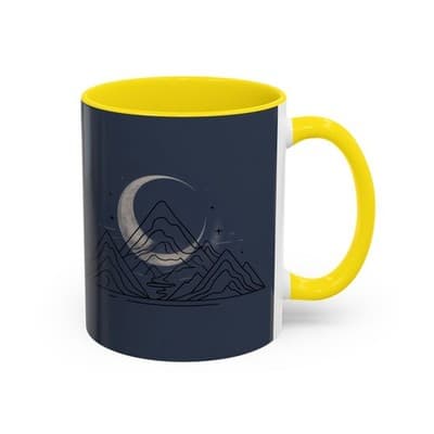 Midnight Mountain Moon Mug, Ceramic Cup, 11oz 15oz Tea Cup, Kitchen Decor Gift, - Thumbnail 2