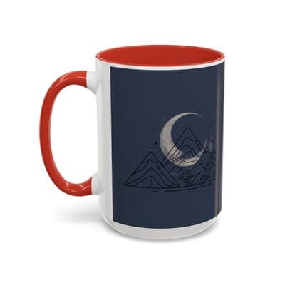 Midnight Mountain Moon Mug, Ceramic Cup, 11oz 15oz Tea Cup, Kitchen Decor Gift, - Thumbnail 3