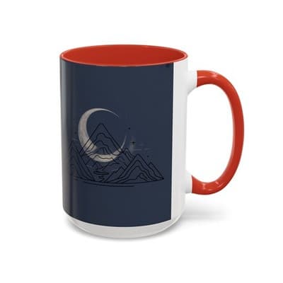 Midnight Mountain Moon Mug, Ceramic Cup, 11oz 15oz Tea Cup, Kitchen Decor Gift, - Thumbnail 2
