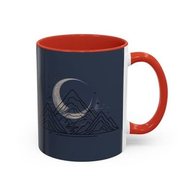 Midnight Mountain Moon Mug, Ceramic Cup, 11oz 15oz Tea Cup, Kitchen Decor Gift, - Thumbnail 6