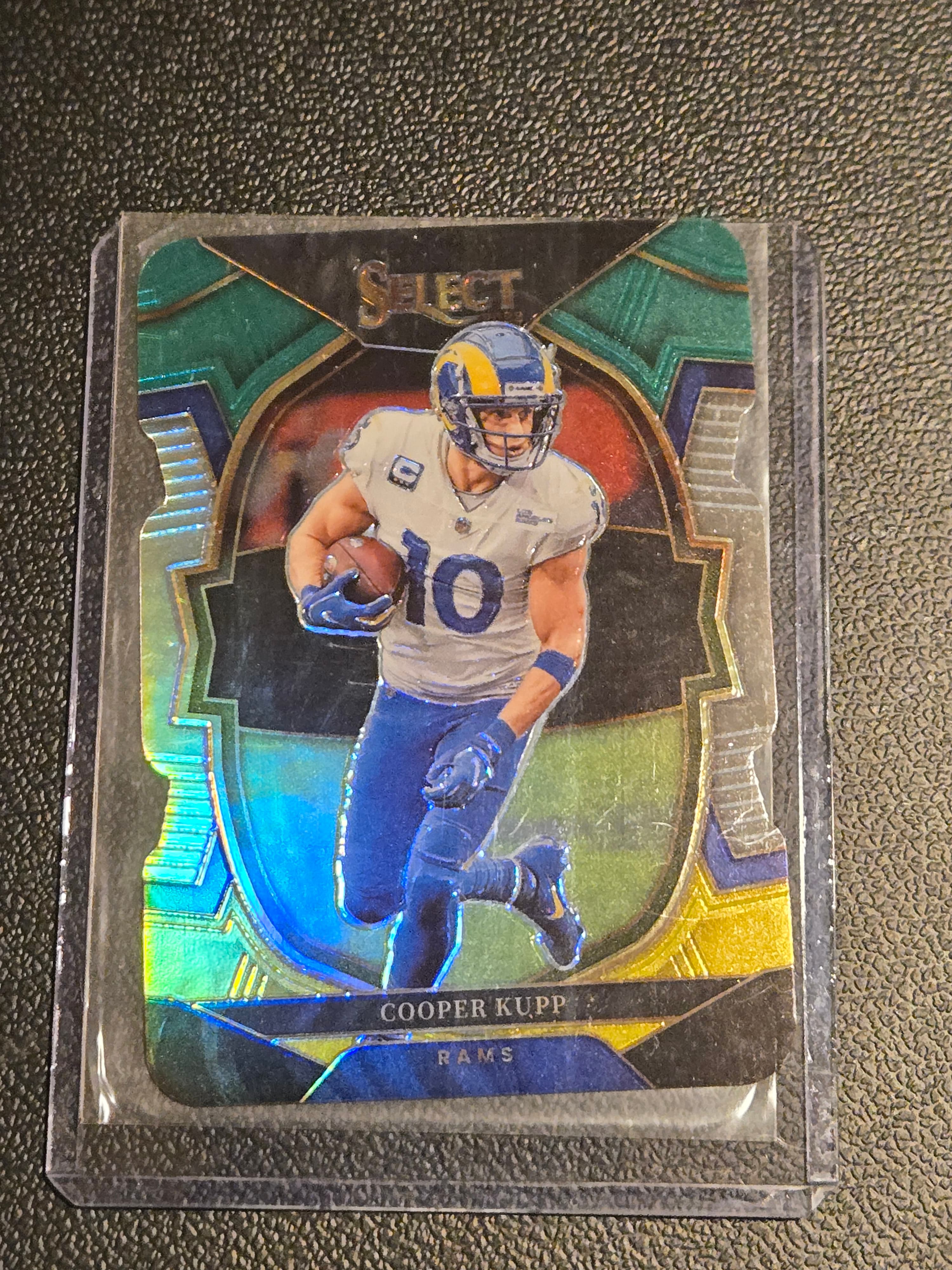 2022 Panini Select #8 Cooper Kupp Green and Yellow Prizm Die Cut - Image 1
