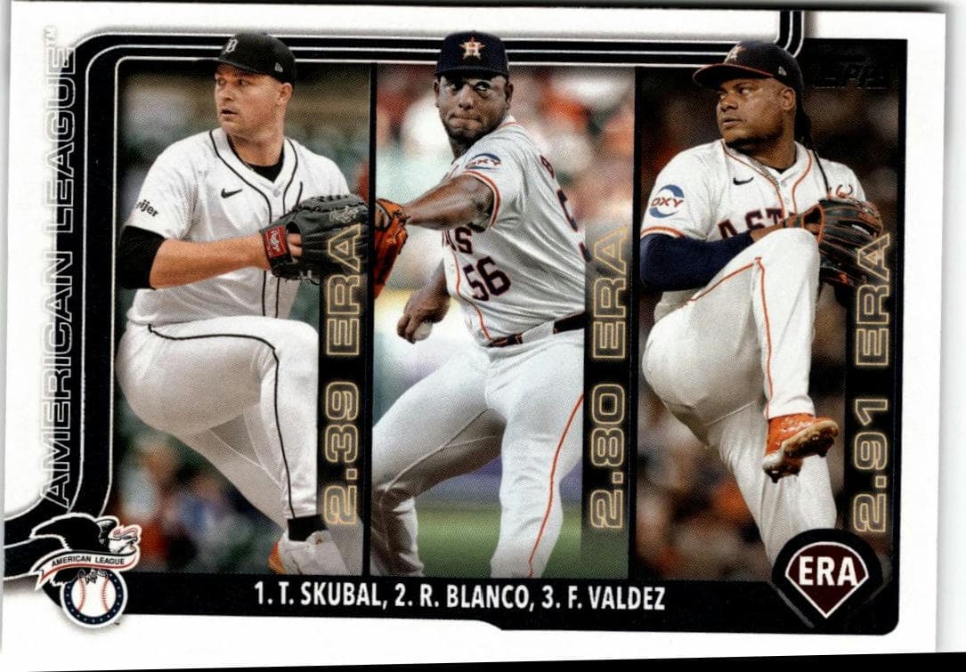 2025 Topps #5 American League Leaders ERA Skubal / Blanco / Valdez) - Image 1