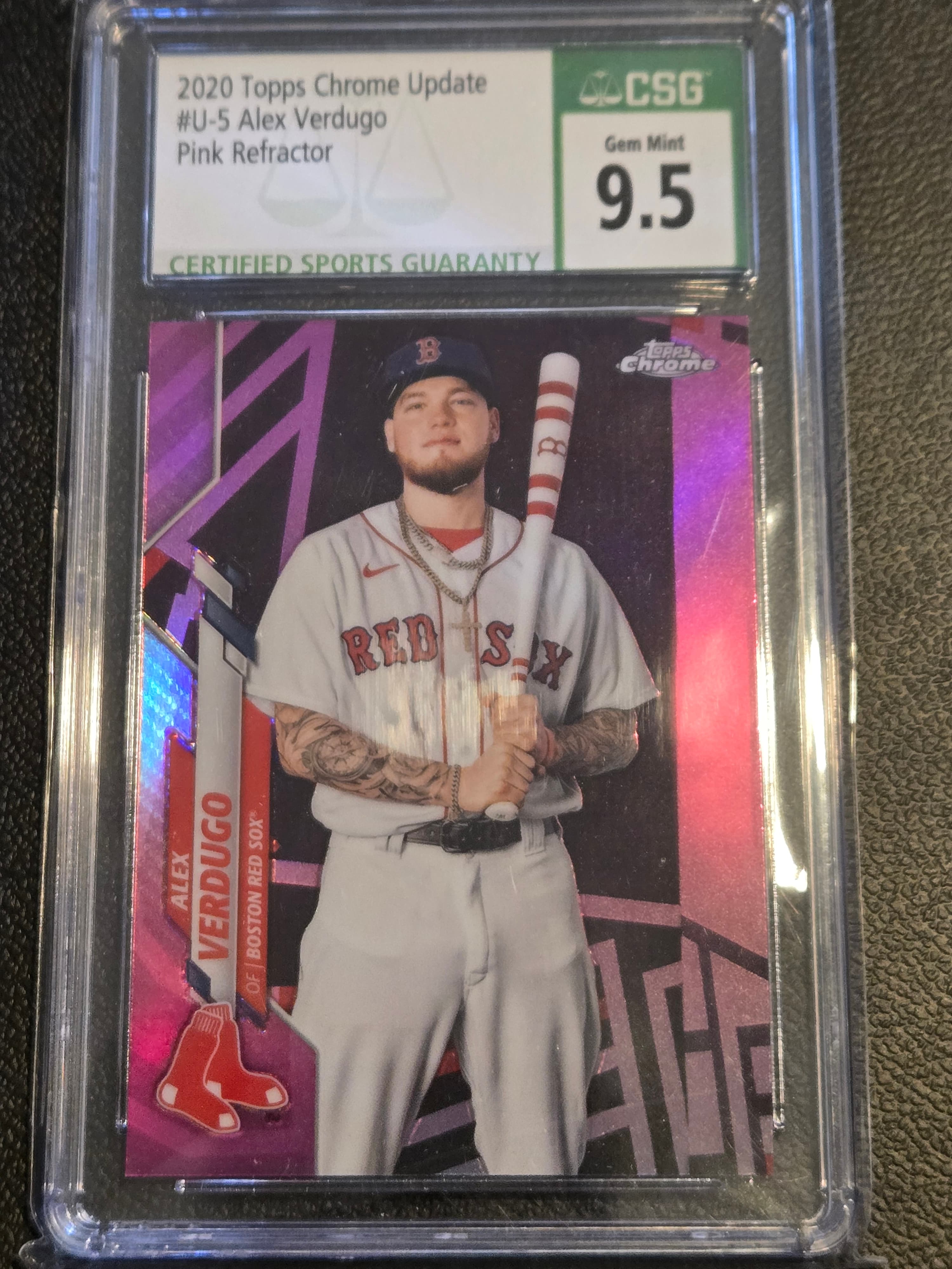 2020 Topps Chrome Update #U-5 Alex Verdugo Pink Wave CSG 9.5 - Image 1