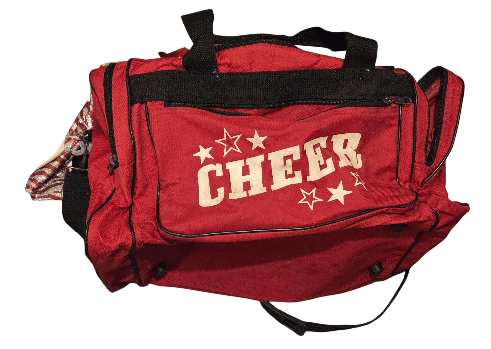 Cheer Duffel Bag Red Cheerleader Sports Travel Gym Bag Multiple Pockets - Image 1