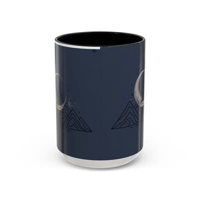 Midnight Mountain Moon Mug, Ceramic Cup, 11oz 15oz Tea Cup, Kitchen Decor Gift, - Image 1