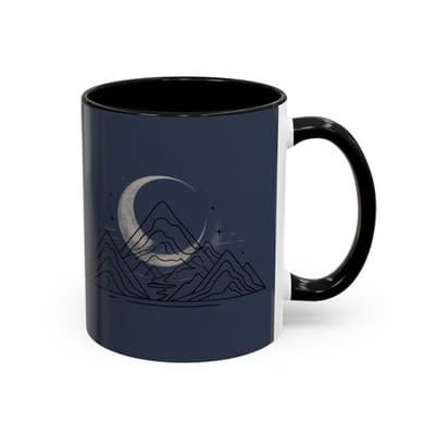 Midnight Mountain Moon Mug, Ceramic Cup, 11oz 15oz Tea Cup, Kitchen Decor Gift, - Thumbnail 5