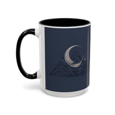 Midnight Mountain Moon Mug, Ceramic Cup, 11oz 15oz Tea Cup, Kitchen Decor Gift, - Thumbnail 3