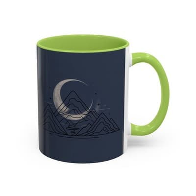 Midnight Mountain Moon Mug, Ceramic Cup, 11oz 15oz Tea Cup, Kitchen Decor Gift, - Thumbnail 2